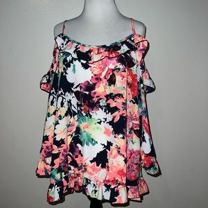 Bright colored off the shoulder spaghetti strap fun summer top